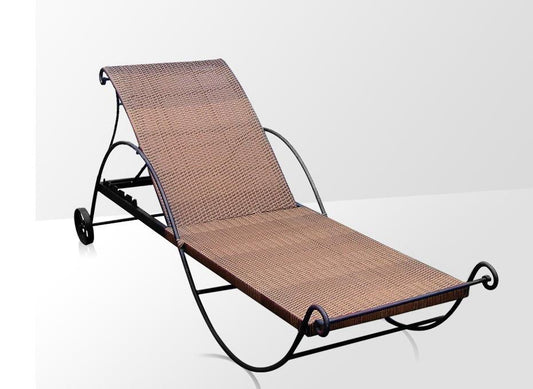 Rattan Lounge Sonneliege aus Schmiedeeisen - Schmiedeeisen Profi